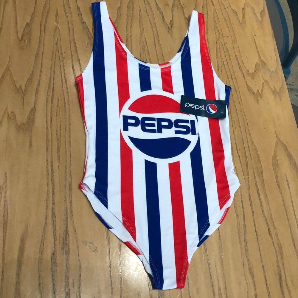 Pepsi Striped One Piece Bathing Suit